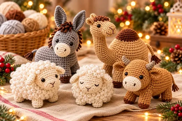 Animaux de la crèche en amigurumi