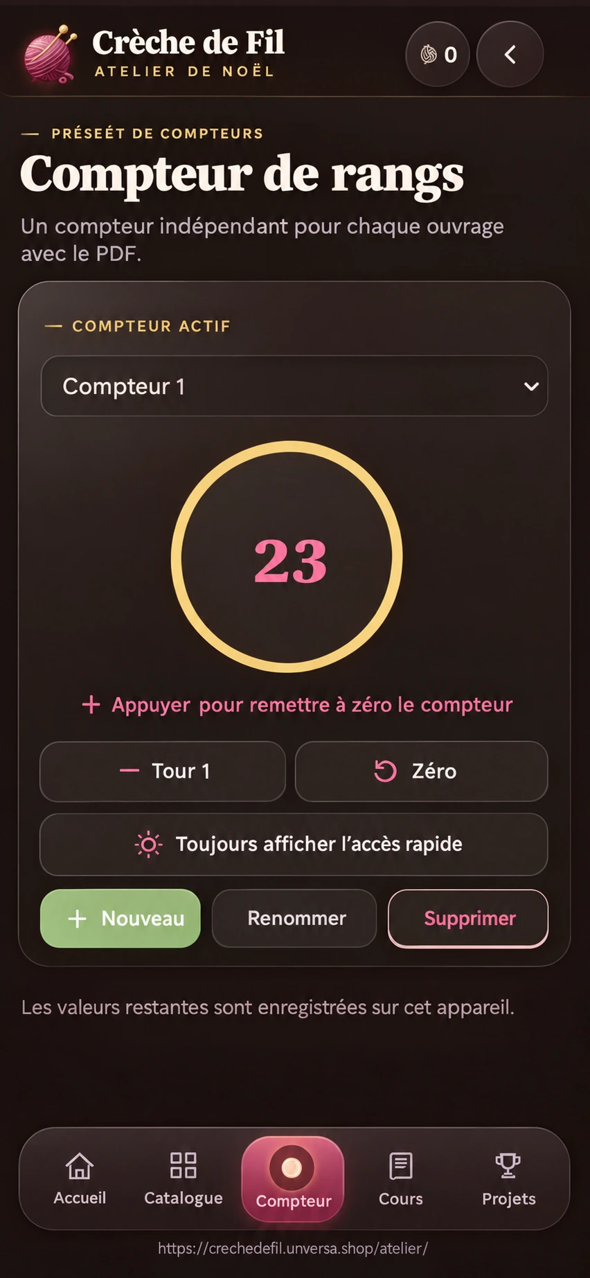 Application Atelier de Noël : Compteur de tours