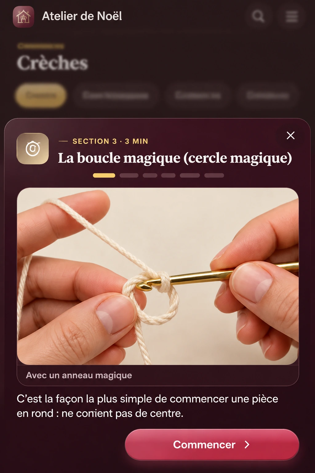 Application Atelier de Noël : Cours de crochet