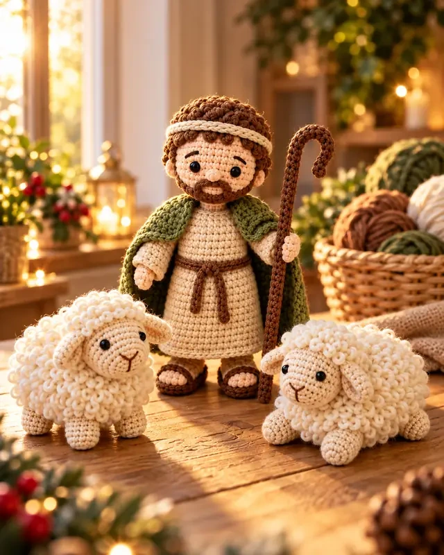 Berger avec mouton en amigurumi